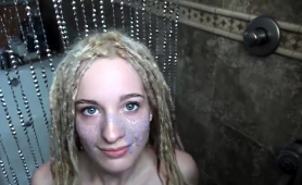 Alluring Blonde Teen Shows Off Her Sexy Curves In The Shower
