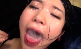 Busty Japanese Slut In Lingerie Has A Passion For Bukkake